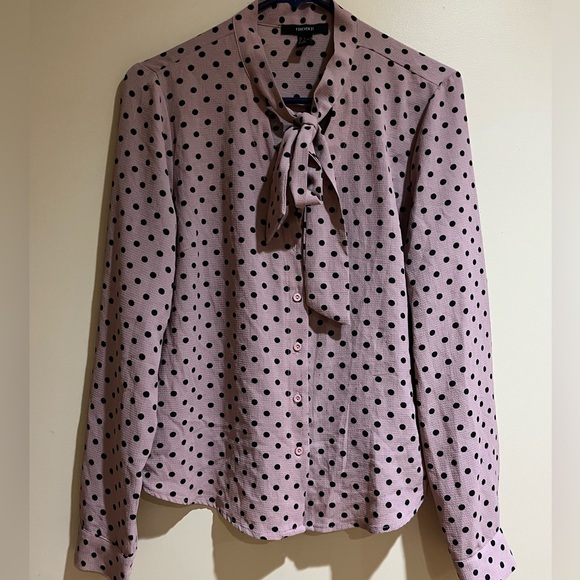 Forever 21 Tops - Pink & Black Polka Dot Blouse